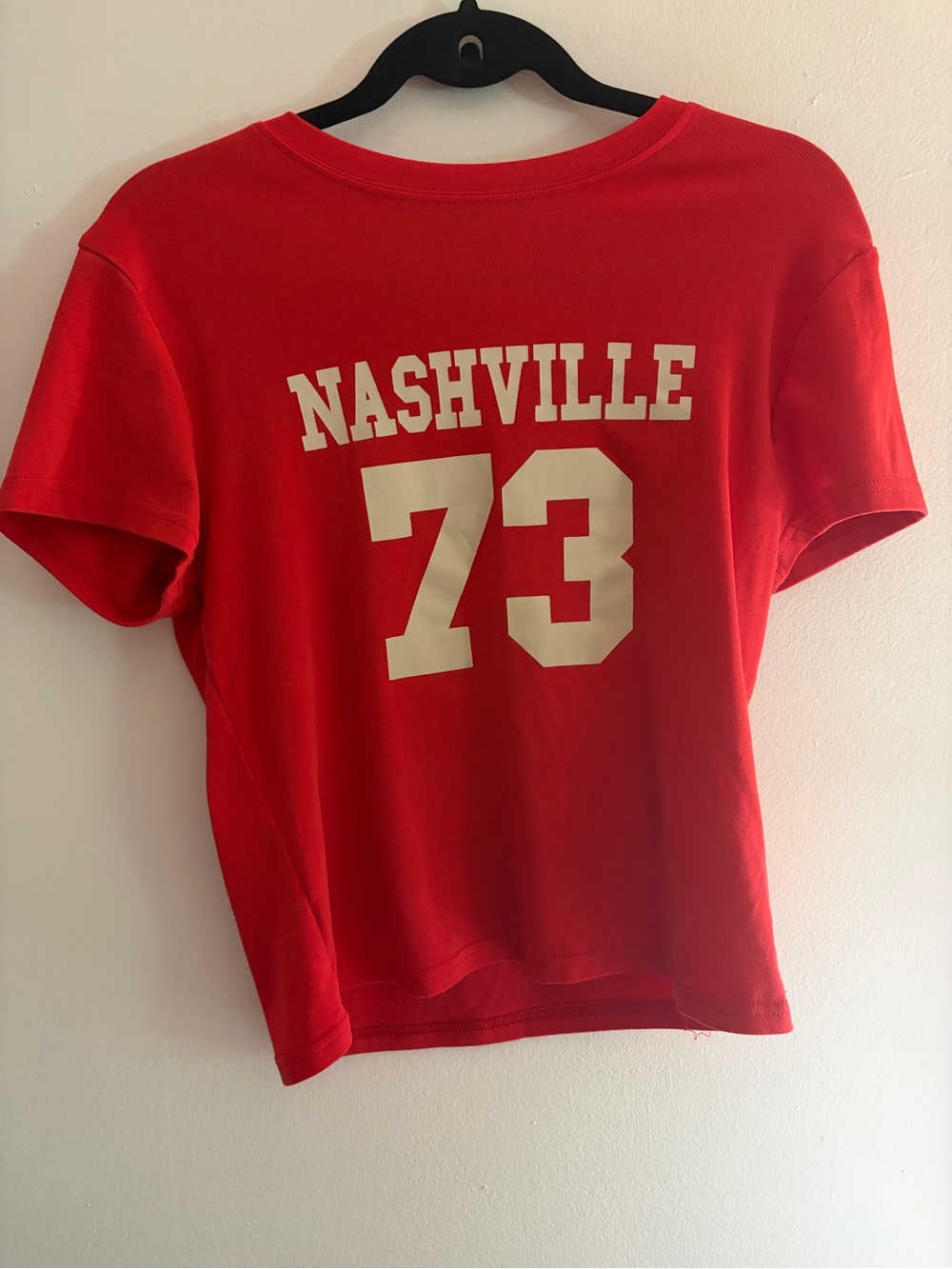 Edikted Red 'Nashville 73' Crop Tee